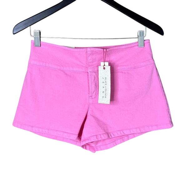 Alice + Olivia Jeans Olivia Denim Shorts Primrose Pink SZ 28 NWT - Picture 1 of 12